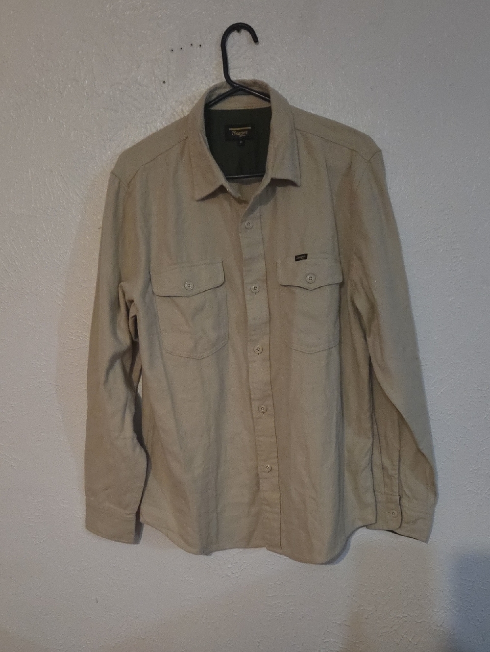 Seager Olive Green Top with Gold Script Logo